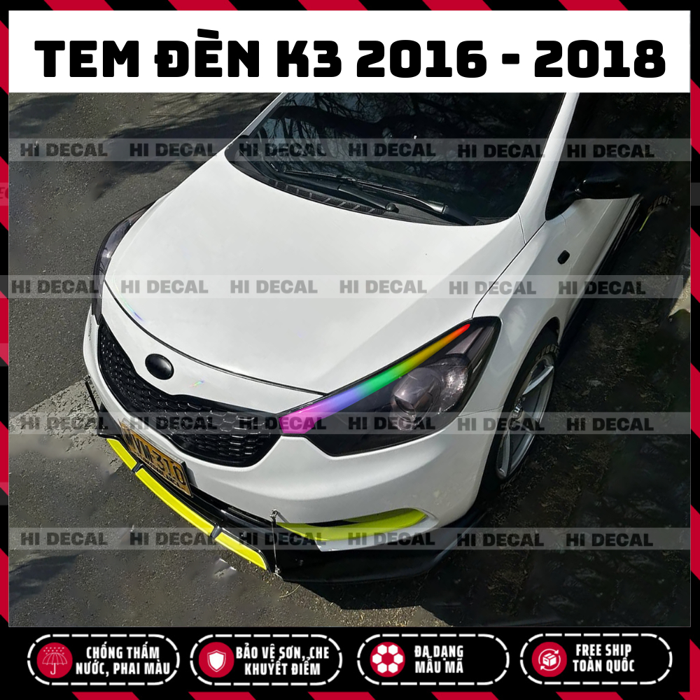 Tem dán đèn KIA K3 2012 - 2015, decal đổi màu dán đèn K3 trang trí tạo điểm nhấn bảo vệ đèn