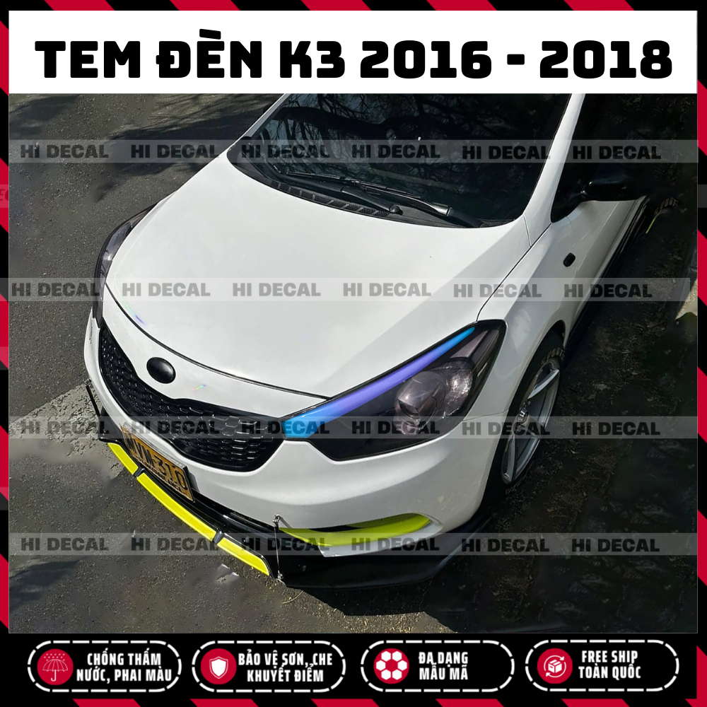Tem dán đèn KIA K3 2012 - 2015, decal đổi màu dán đèn K3 trang trí tạo điểm nhấn bảo vệ đèn