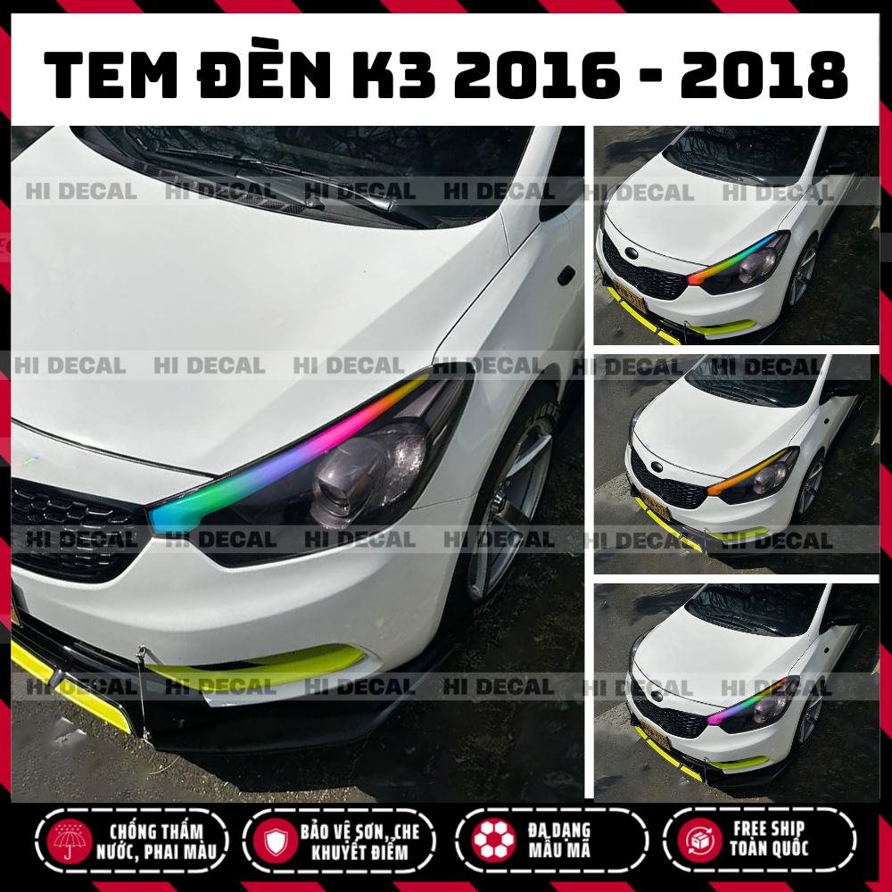 Tem dán đèn KIA K3 2012 - 2015, decal đổi màu dán đèn K3 trang trí tạo điểm nhấn bảo vệ đèn
