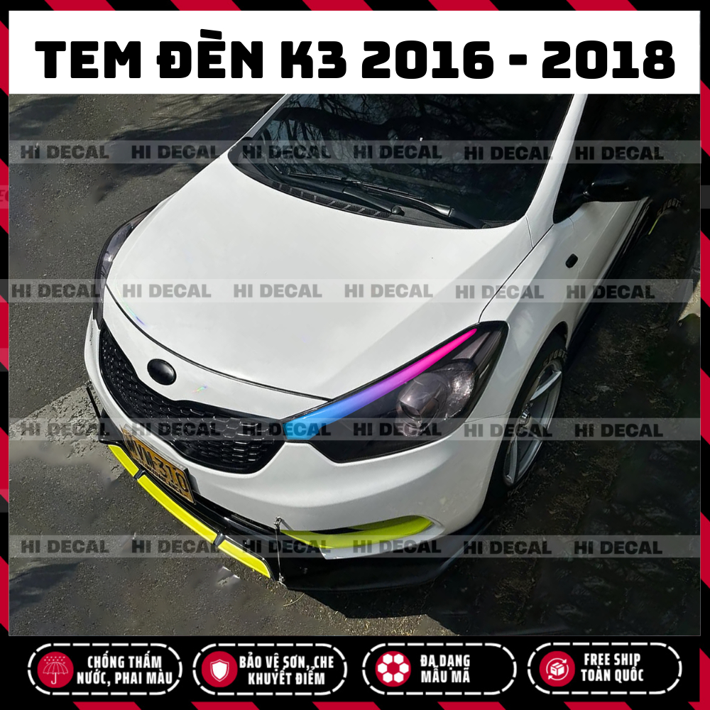 Tem dán đèn KIA K3 2012 - 2015, decal đổi màu dán đèn K3 trang trí tạo điểm nhấn bảo vệ đèn
