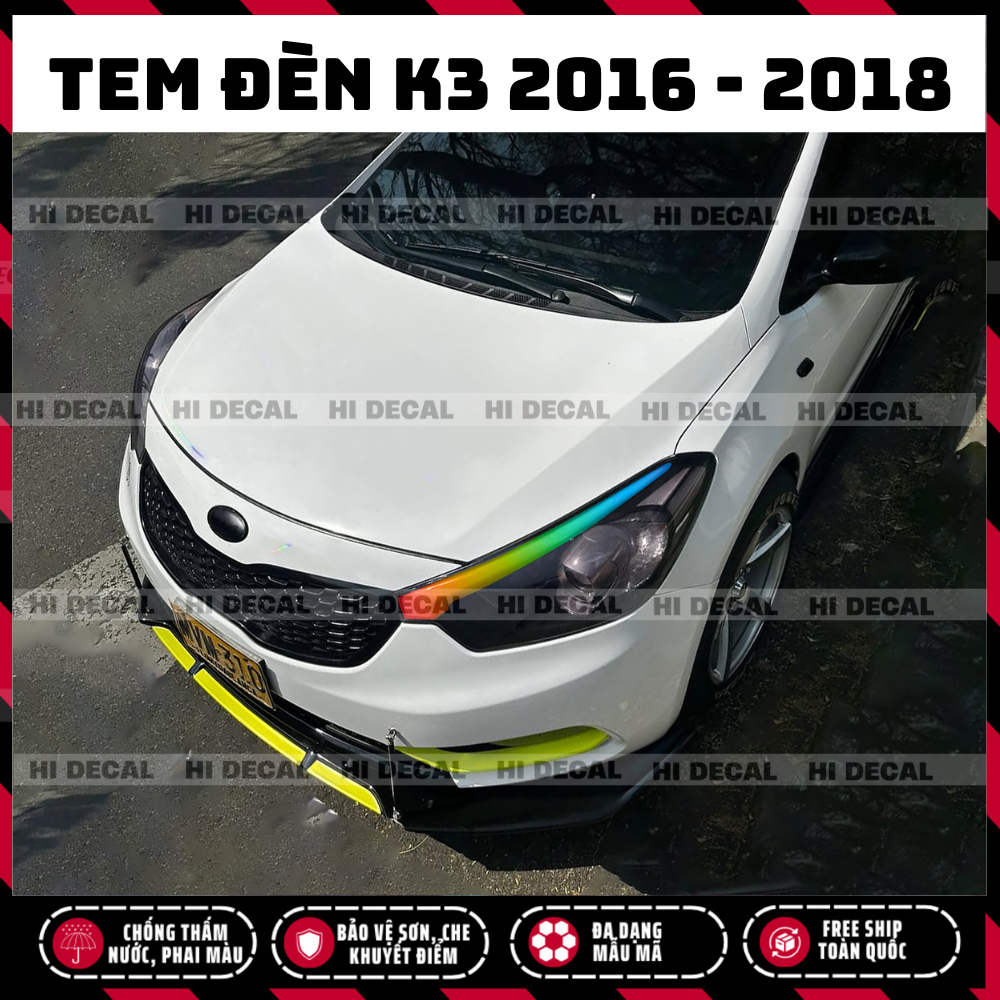 Tem dán đèn KIA K3 2012 - 2015, decal đổi màu dán đèn K3 trang trí tạo điểm nhấn bảo vệ đèn