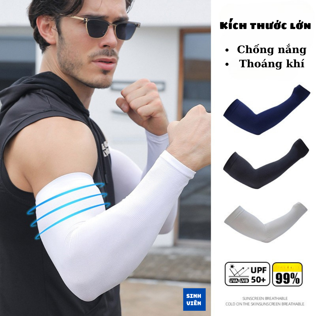Ống Tay Áo Chống Nắng UPF50+ size XXL vải Thun Lạnh, Găng tay chống UV dành cho Nam cánh tay lớn. | BigBuy360 - bigbuy360.vn