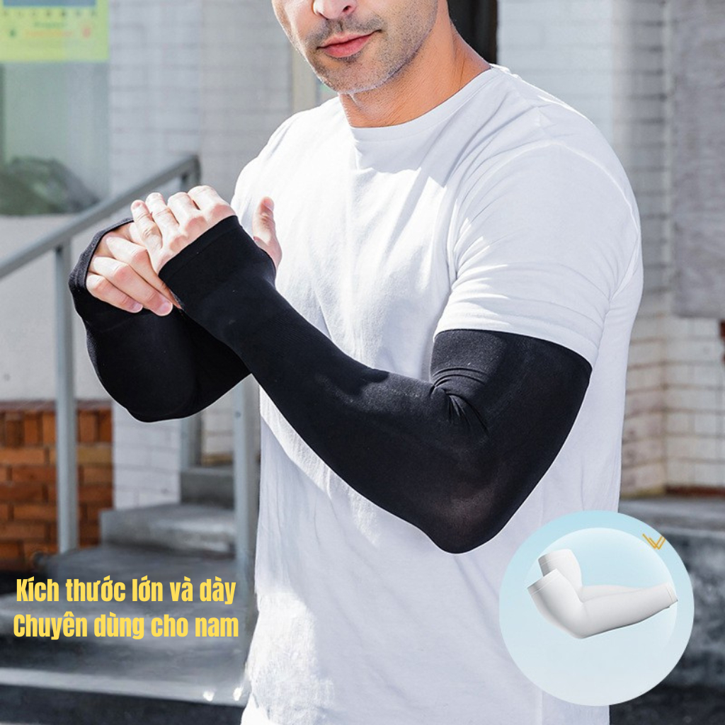 Ống Tay Áo Chống Nắng UPF50+ size XXL vải Thun Lạnh, Găng tay chống UV dành cho Nam cánh tay lớn. | BigBuy360 - bigbuy360.vn