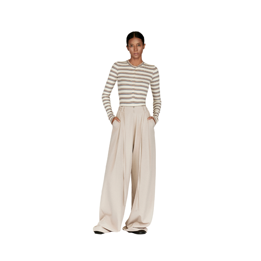 Ảnh làminapparel - STRIPED BUTTON BODYSUIT - GREY | CREAM 3