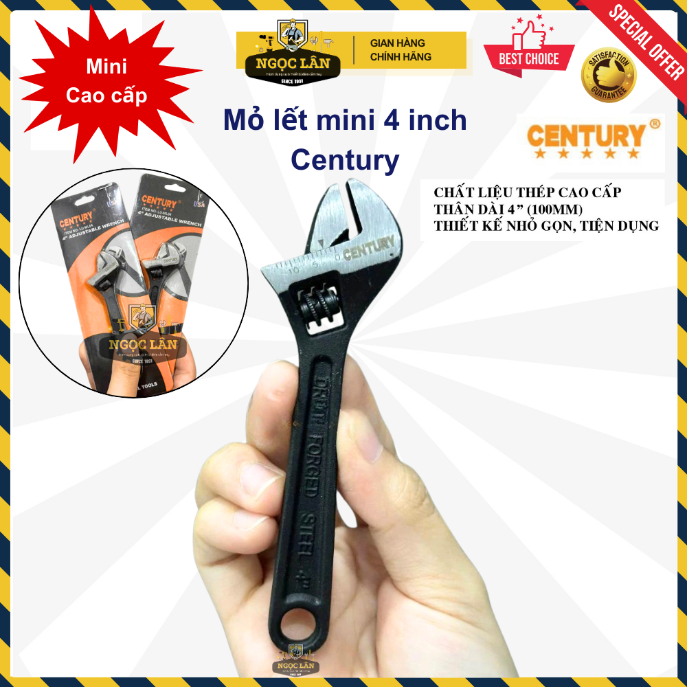 [Mini] Mỏ lết, mỏ lếch mini 4 inch Century nhỏ gọn, tiện dụng, cao cấp