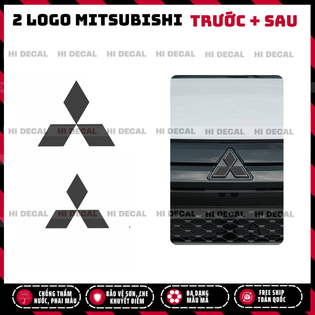 Tem dán logo Mitsubishi đầy đủ dòng xe Xpander, Xforce, Oulander, Attrage, Pajero, tem phản quang