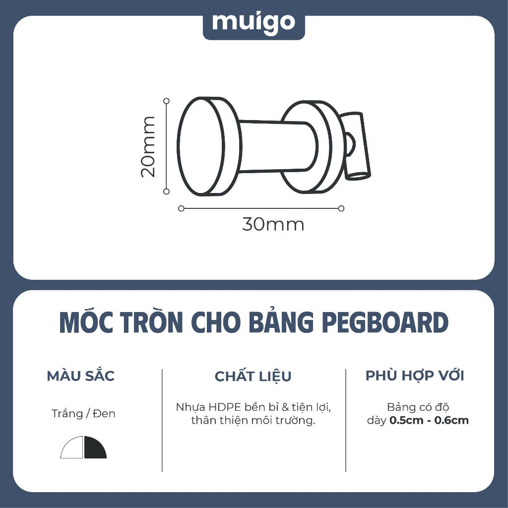 Bộ 2 móc tròn cho bảng Pegboard Lỗ Dọc | Phụ Kiện Pegboard Đa Năng
