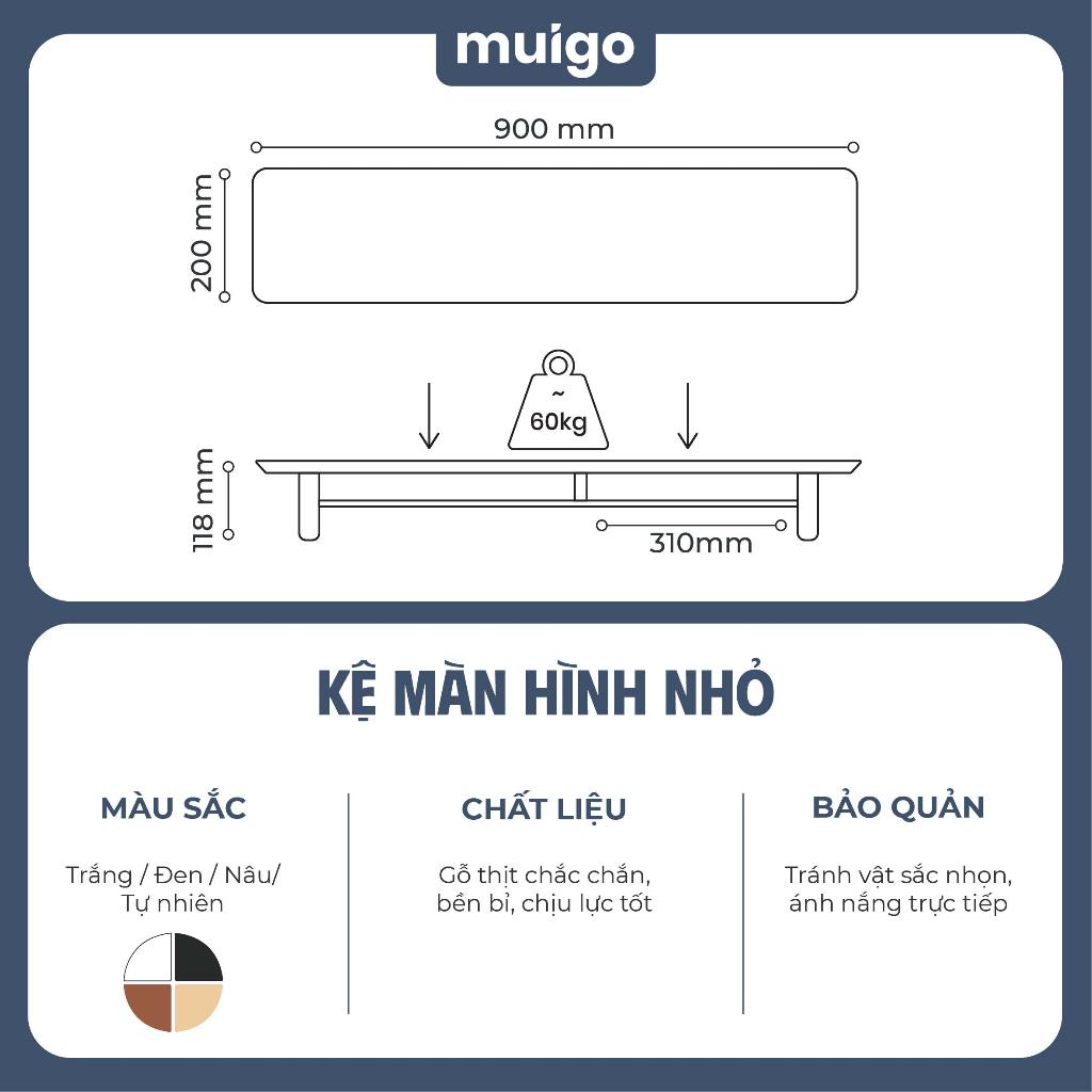 Kệ màn hình máy tính gỗ thịt, Decor góc làm việc, Monitor stand | Muigo Desk Shelf