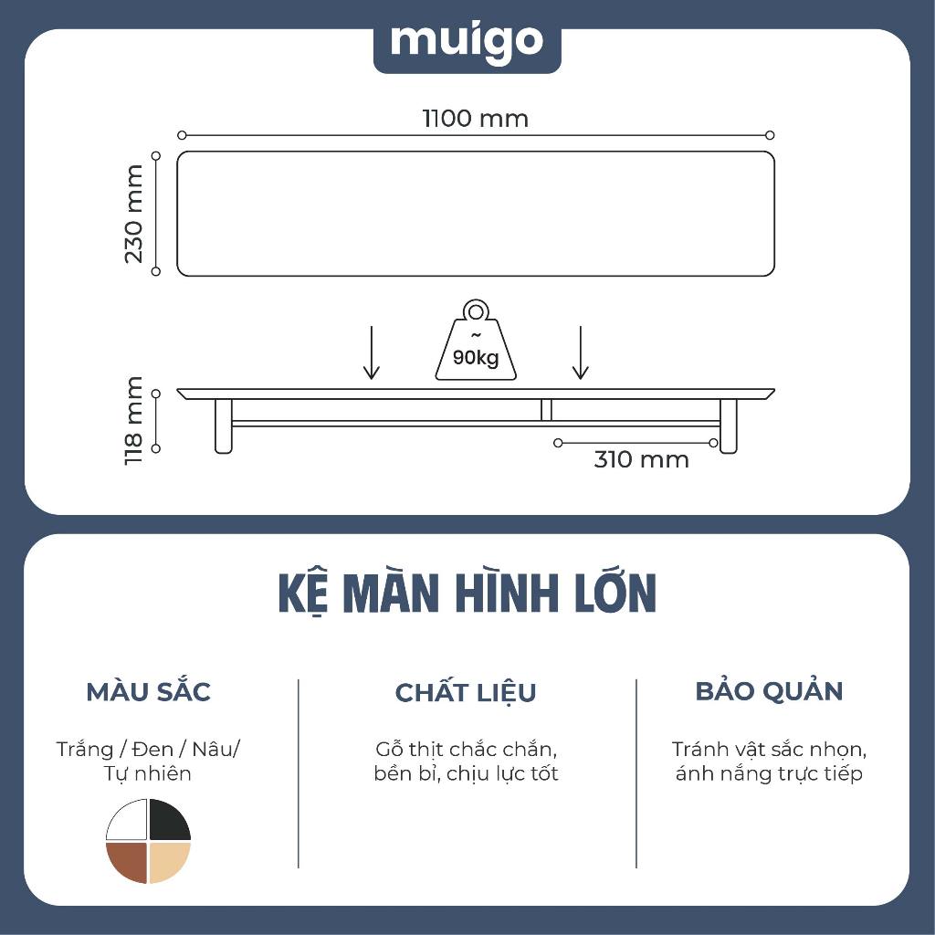 Kệ màn hình máy tính gỗ thịt, Decor góc làm việc, Monitor stand | Muigo Desk Shelf