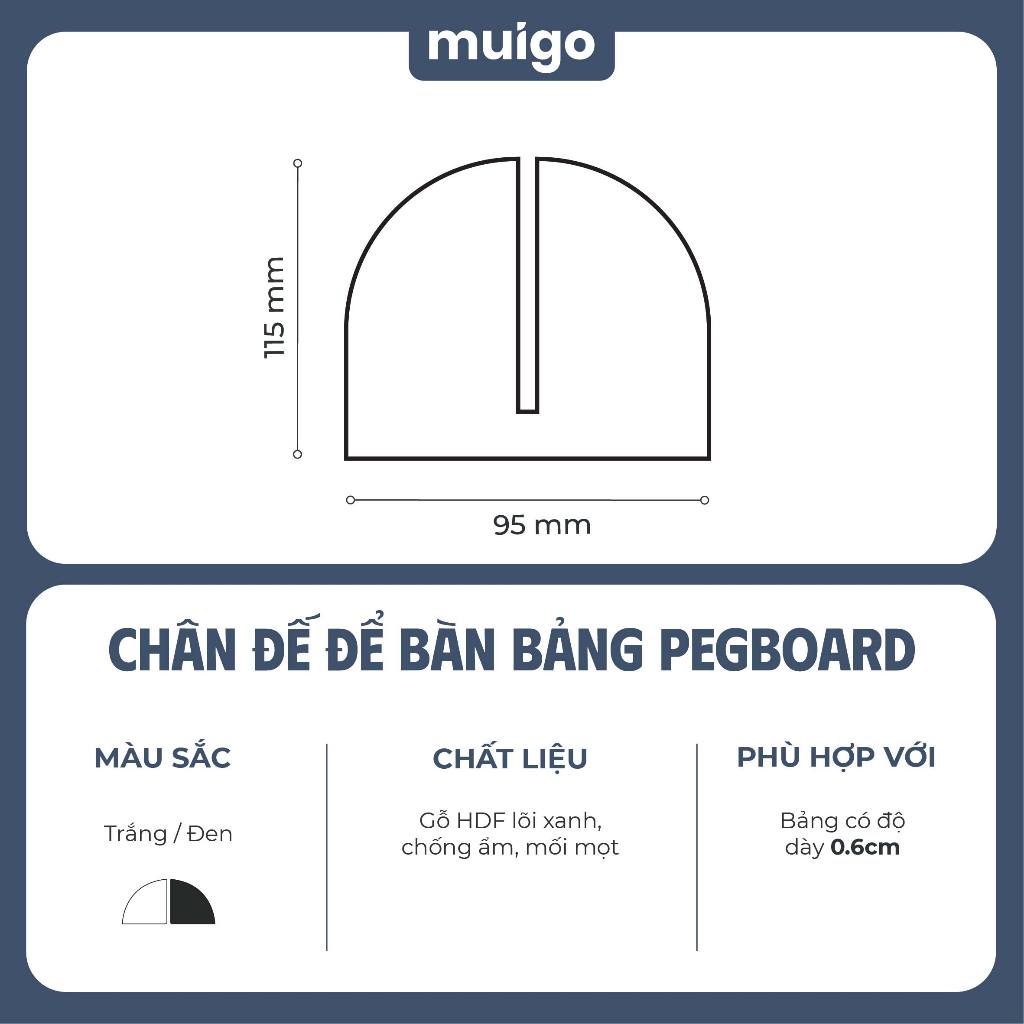 2 chân đế gỗ để bàn tiện lợi cho bảng Pegboard Lỗ Dọc | Phụ Kiện Pegboard Đa Năng