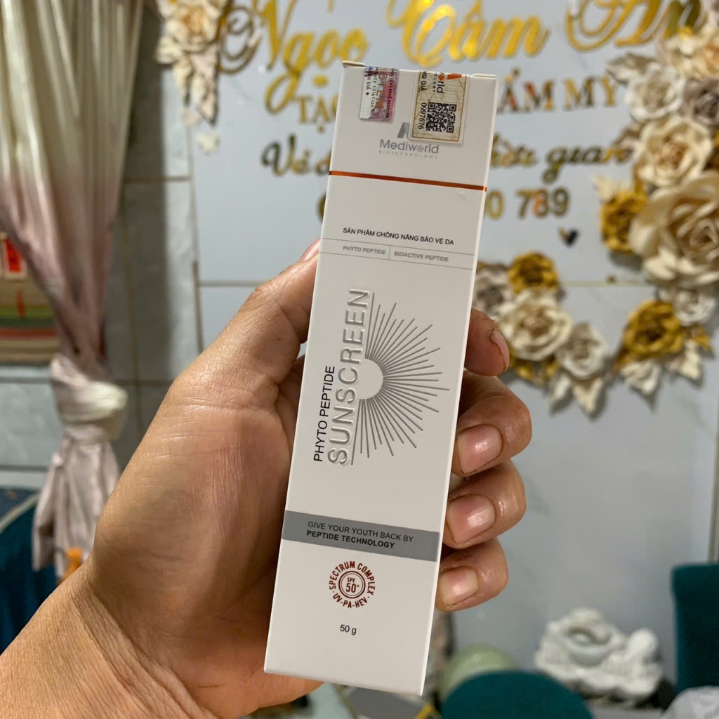 Kem chống nắng peptite cho da sau xâm lấn chống ánh sáng xanh Mediworld Phyto Peptide Sunscreen 50g