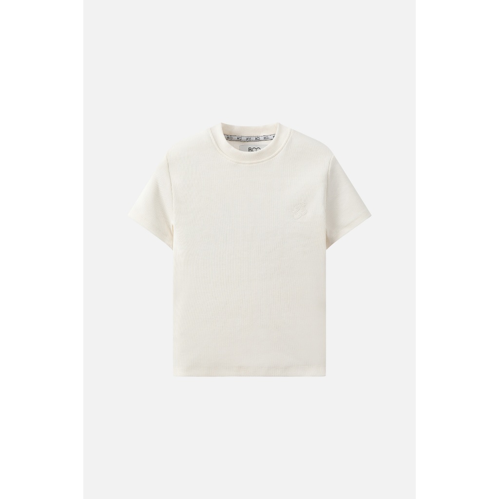 Áo Thun BOO Babytee Crop Fitted Dáng Ôm Chất Thun Tăm Thêu Logo ESS