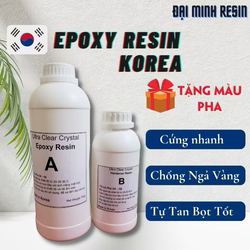 Resin Epoxy AB 3: 1 Hàn Quốc siêu cứng, siêu chịu lực, trong suốt, khử ...