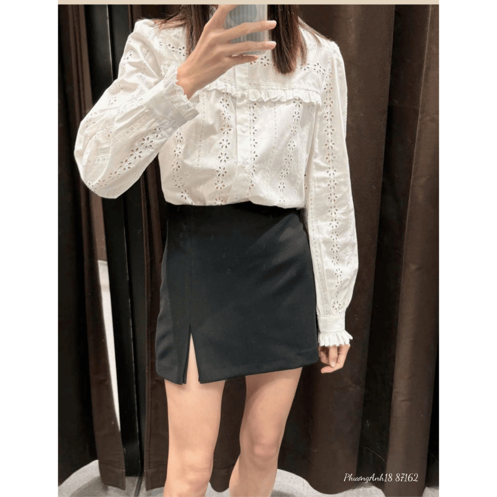 Áo sơ mi cổ bèo họa tiết hoa nhí Hàng QC 87162