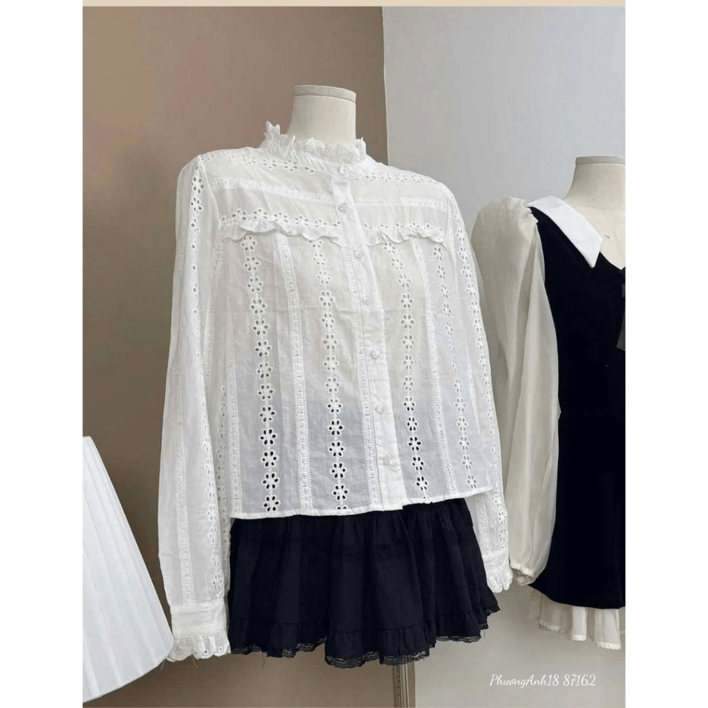 Áo sơ mi cổ bèo họa tiết hoa nhí Hàng QC 87162
