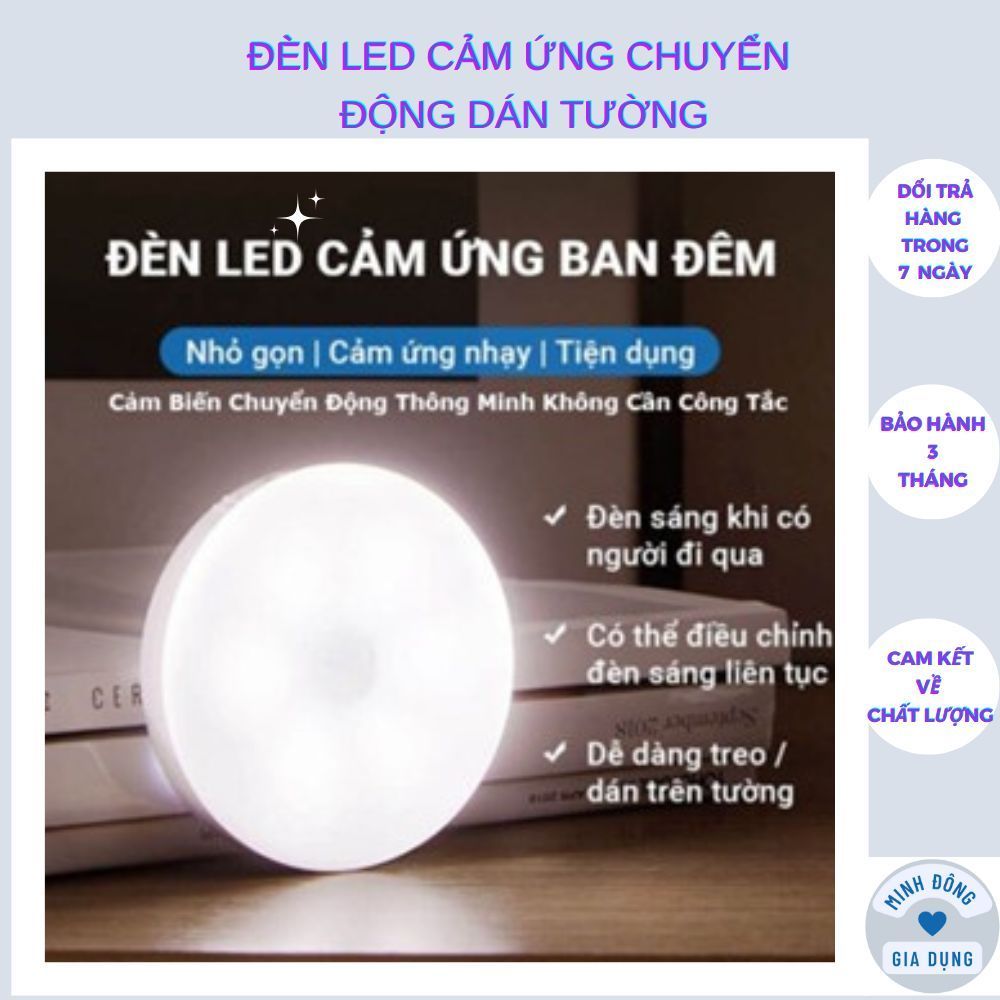 Đèn Led cảm ứng chuyển động thông minh tự Bật Tắt dán tường, đèn cảm biến gắn cầu thang, giường tủ sạc pin tích điệ