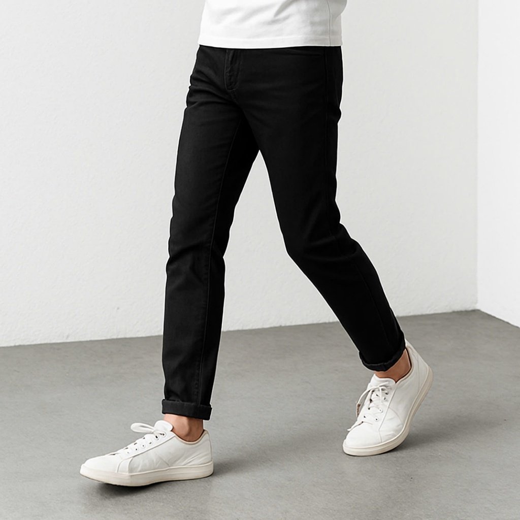 Ảnh Quần jean nam đen Gấu 194 trơn & rách vải jeans bò cotton duck cao cấp mềm mịn, co dãn - form slim fit 1