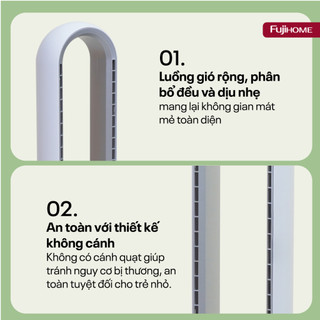 Quạt không cánh lọc không khí nhập khẩu FUJIHOME Điều khiển từ xa 24 cấp gió, bảo hành toàn quốc