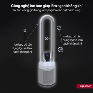 Quạt không cánh lọc không khí nhập khẩu FUJIHOME Điều khiển từ xa 24 cấp gió, bảo hành toàn quốc