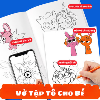 Vở Tập Tô Màu Sprunki Cho Bé Với 6 Chủ Đề Tranh Vẽ Vui Nhộn, Thú Vị, Học Liệu Montessori Giáo Dục Cho Trẻ Từ 1-4 Tuổi