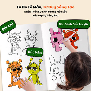 Vở Tập Tô Màu Sprunki Cho Bé Với 6 Chủ Đề Tranh Vẽ Vui Nhộn, Thú Vị, Học Liệu Montessori Giáo Dục Cho Trẻ Từ 1-4 Tuổi