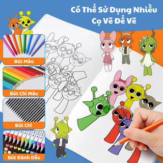 Vở Tập Tô Màu Sprunki Cho Bé Với 6 Chủ Đề Tranh Vẽ Vui Nhộn, Thú Vị, Học Liệu Montessori Giáo Dục Cho Trẻ Từ 1-4 Tuổi