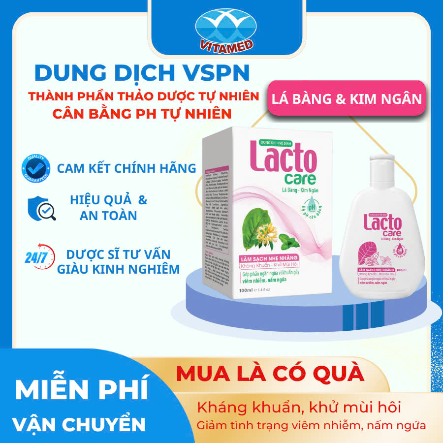 Dung Dịch Vệ Sinh Lacto Care - Chiết Xuất Từ Lá Bàng Và Kim Ngân Giúp Làm Sạch Nhẹ Nhàng, Kháng Khuẩn, Khủ Mùi Chai 100M