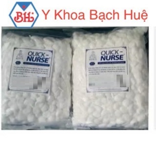 Bông gòn viên Quick Nurse gói 500g, Bông viên y tế Quick Nurse sợi bông tự nhiên mềm mại ,thấm hút tốt