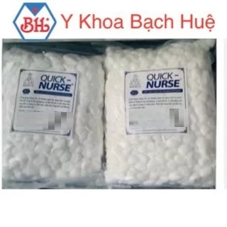Bông gòn viên Quick Nurse gói 500g, Bông viên y tế Quick Nurse sợi bông tự nhiên mềm mại ,thấm hút tốt