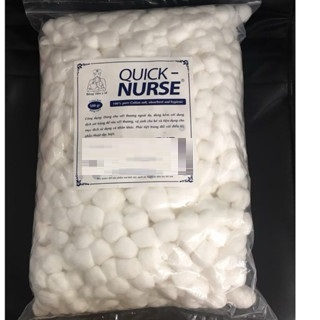 Bông gòn viên Quick Nurse gói 500g, Bông viên y tế Quick Nurse sợi bông tự nhiên mềm mại ,thấm hút tốt