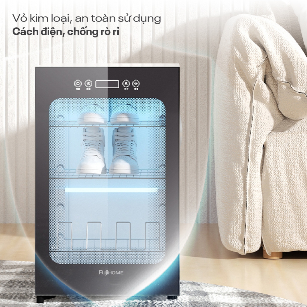 Máy sấy giày khử mùi hôi UV & Ozone SD68 FUJIHOME, tủ sấy khô giày đa năng khử trùng chén dĩa