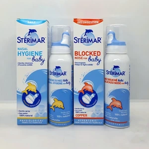 Xịt muối mũi cá heo vàng và cam Sterimar, Pháp (100ml) giúp vệ sinh và giảm vie^m mũi cho trẻ 0 - 3 tuổi