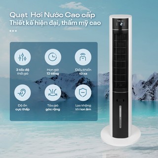 Quạt tháp hơi nước lọc không khí FUJIHOME Màn led hiển thị, điều khiển từ xa, bảo hành 24 tháng