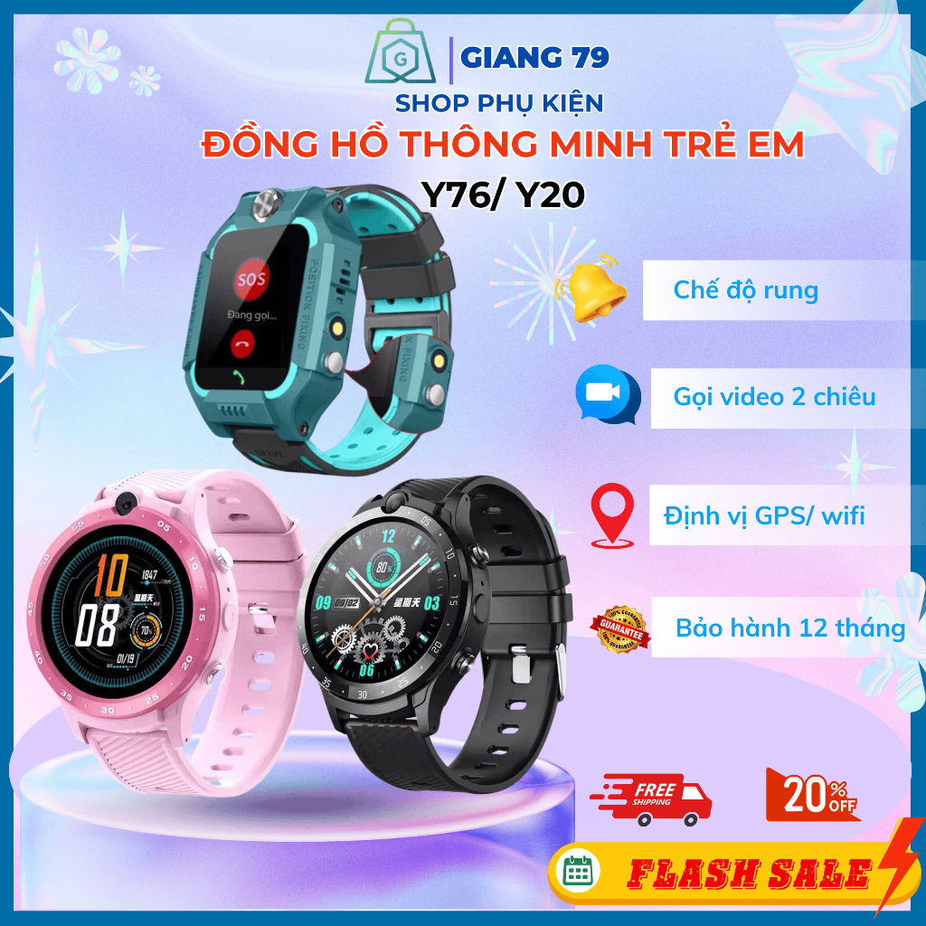 Đồng Hồ Thông Minh Trẻ Em Y20/D36/Y92/Y92-4G.Gọi Video Nhắn tin Định vị Tiếng Việt Chống nước
