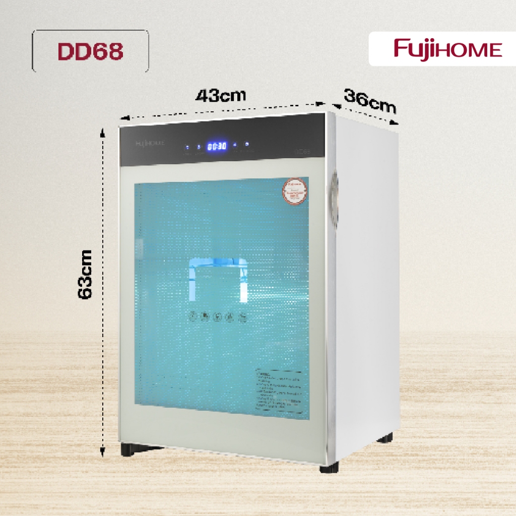 Tủ sấy bát đĩa khử khuẩn UV - Ozone DD68 FUJIHOME, Máy xấy khô đựng chén đũa khử trùng bình sữa