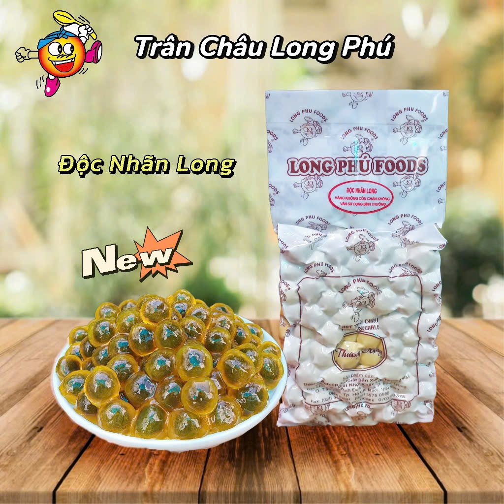 Trân Châu Độc Nhãn Long Size Khổng Lồ Thượng Hạng Có Sẵn Vị Ngọt LONG PHÚ Gói 1Kg - Topping Trà Sữa Dai Dẻo Siêu Ngon