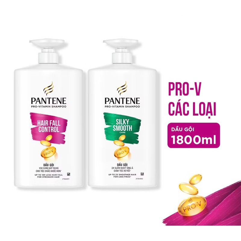 Dầu Gội PANTENE Pro-Vitamin Shampoo Ngăn Rụng Tóc/ Suôn Mượt Óng Ả - Chai 1800ML