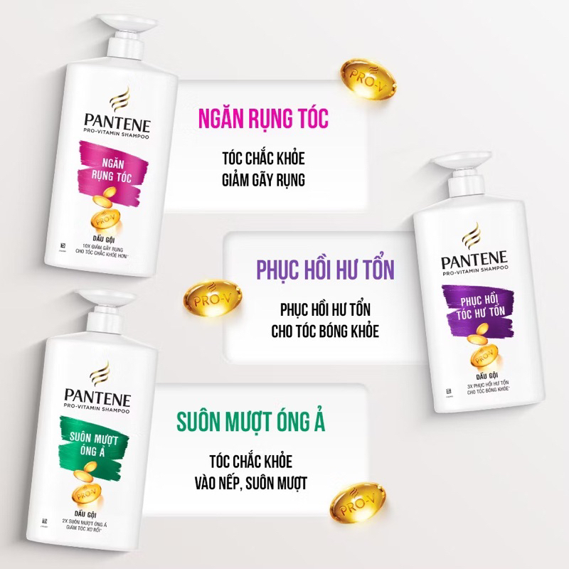Dầu Gội PANTENE Pro-Vitamin Shampoo Ngăn Rụng Tóc/ Suôn Mượt Óng Ả - Chai 1800ML