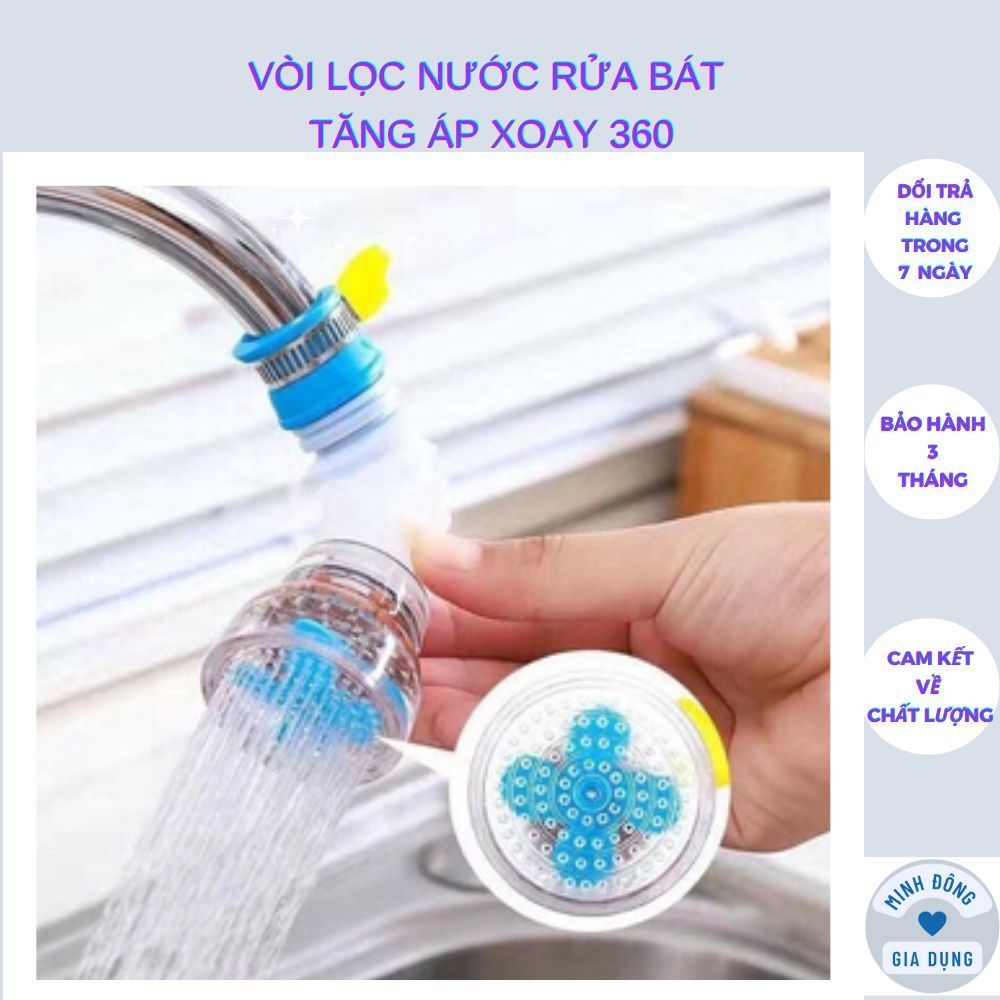 Vòi lọc nước rửa bát tăng áp xoay 360 có thể kéo dài chống bắn nước