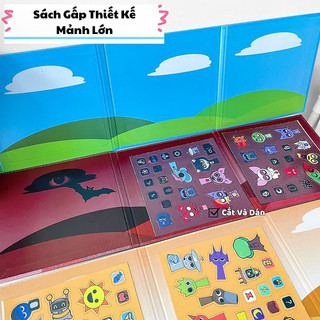 Đồ Chơi Tranh Dán Nam Châm Từ Tính Hình Sprunki Cỡ Lớn Cho Bé Kèm Sticker, Sách Dán Nam Châm Nhân Vật Hoạt Hình Sprunki