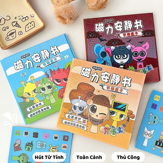 Đồ Chơi Tranh Dán Nam Châm Từ Tính Hình Sprunki Cỡ Lớn Cho Bé Kèm Sticker, Sách Dán Nam Châm Nhân Vật Hoạt Hình Sprunki