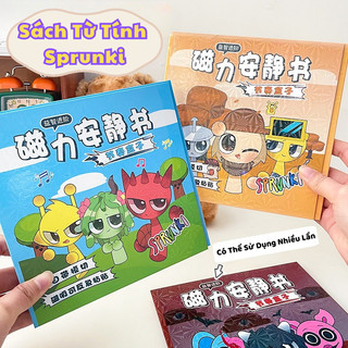 Đồ Chơi Tranh Dán Nam Châm Từ Tính Hình Sprunki Cỡ Lớn Cho Bé Kèm Sticker, Sách Dán Nam Châm Nhân Vật Hoạt Hình Sprunki