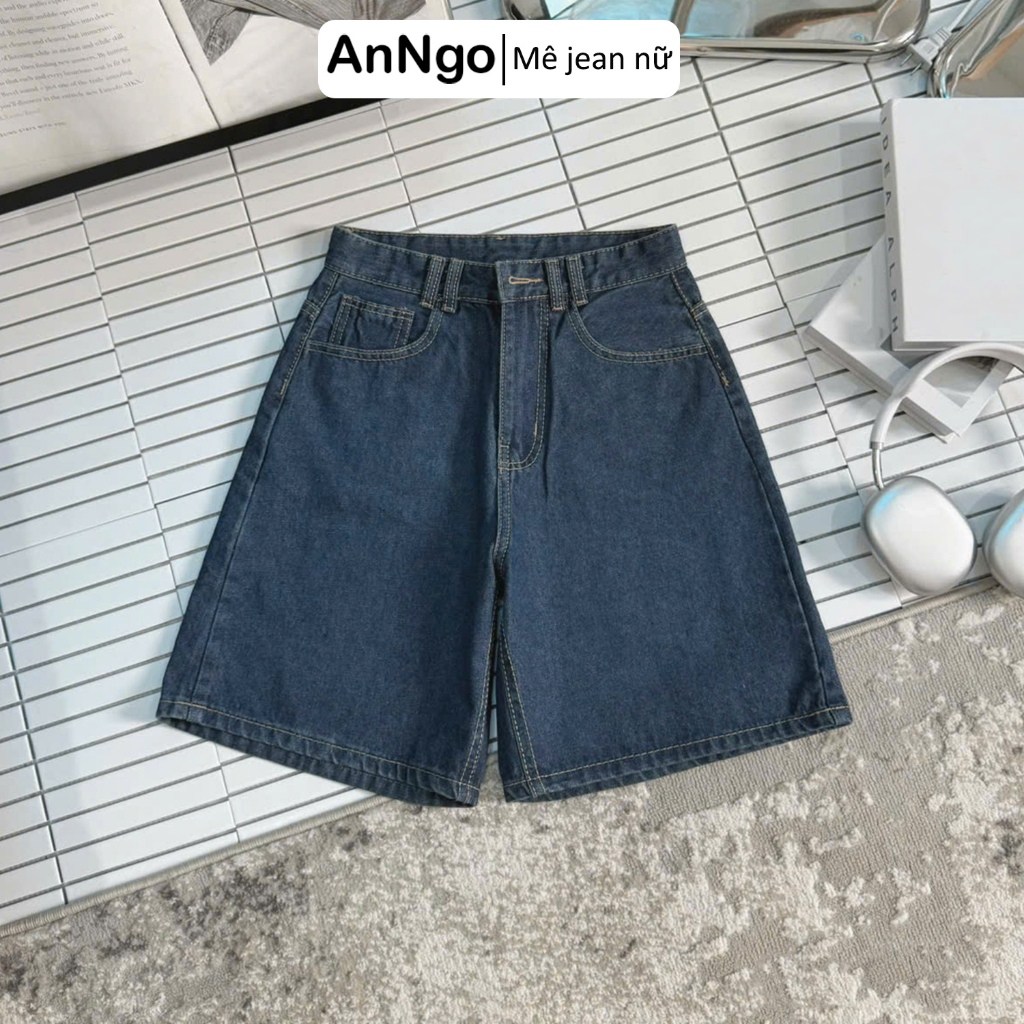 Quần jean ngố nữ trơn ống rộng, chất jean denim không giãn dày dặn, cực xinh Anngo - AT531