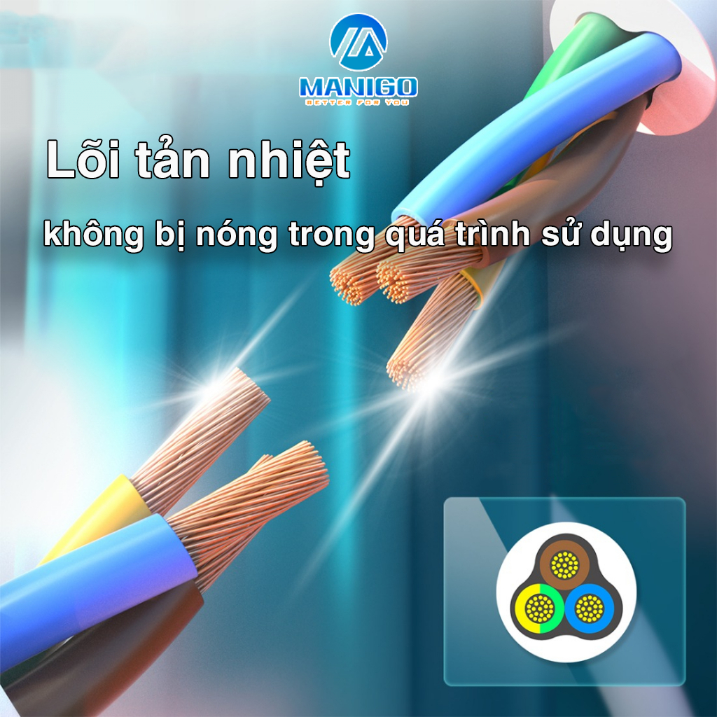 Ảnh Ổ cắm điện ĐA NĂNG MANIGO UNS 1K4 nhiều lỗ cắm công suất 2500W có cầu chì an toàn bảo hành 18 tháng 2