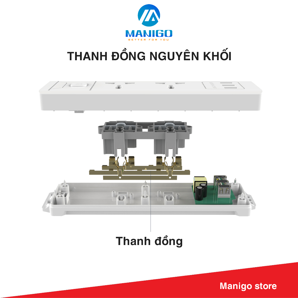 Ảnh Ổ cắm điện ĐA NĂNG MANIGO UNS 1K4 nhiều lỗ cắm công suất 2500W có cầu chì an toàn bảo hành 18 tháng 1