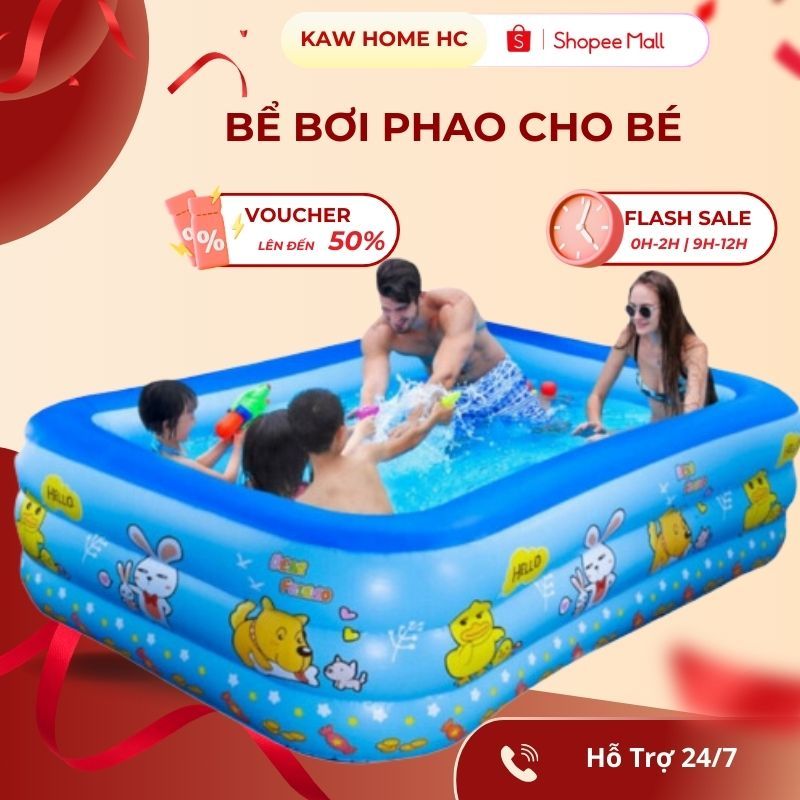 Bể bơi cho bé KAW, 3 Tầng, Dày Dặn, Bền Đẹp, Chống Trượt Nhiều Kích Thước Giao Siêu Tốc