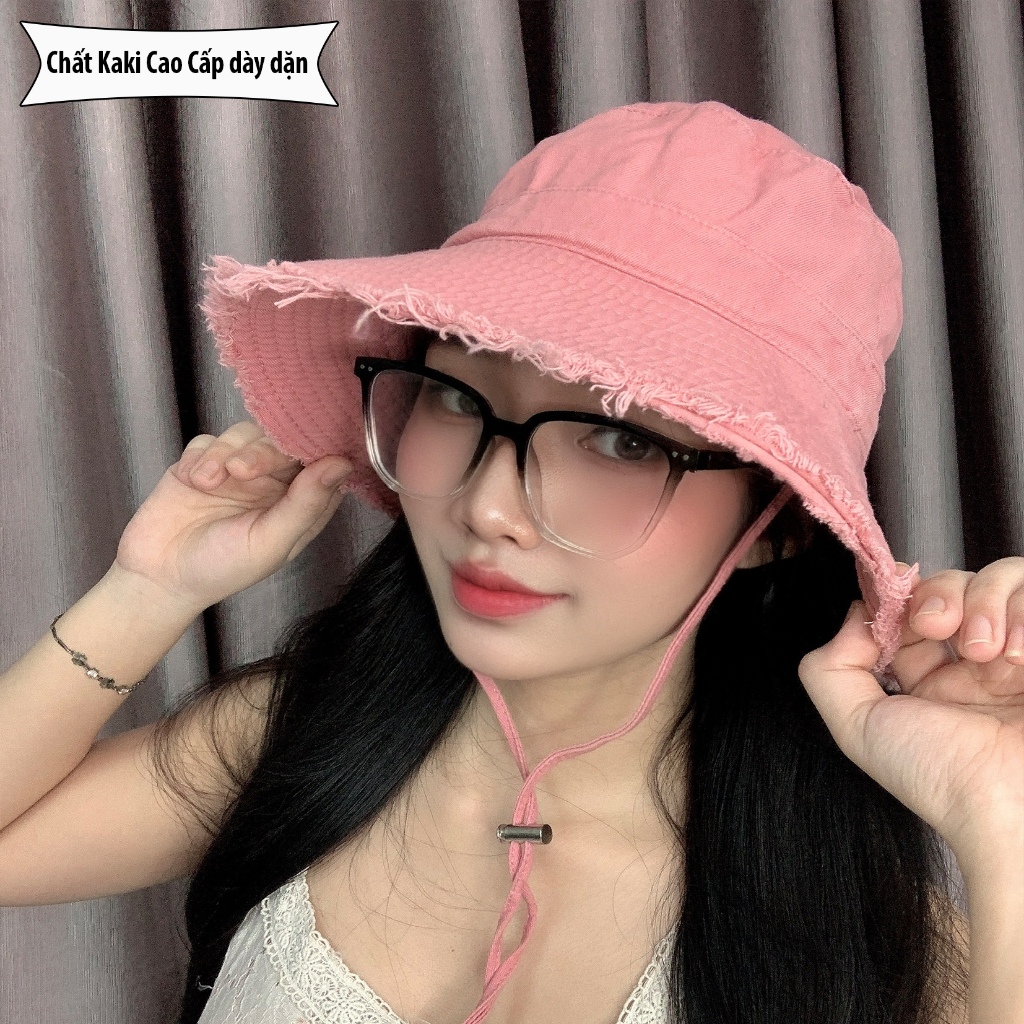 Mũ Bucket Trơn Cao Cấp Viền Sang Trọng Thời Trang Vải Kaki Form Unisex Nam Nữ