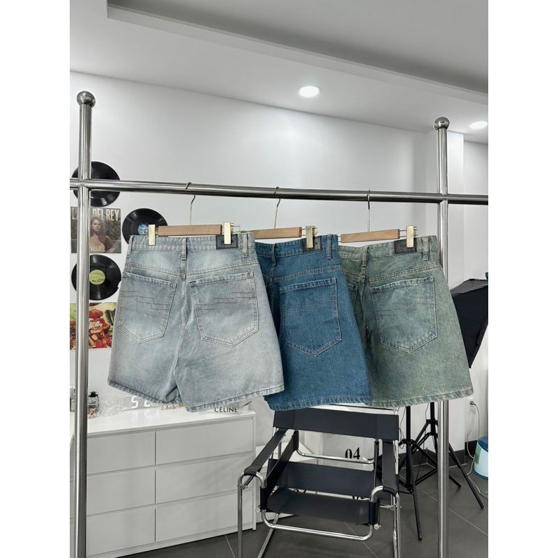 Quần Short Sọt đùi Lửng Ngố Bò Jean Nam Đen Xanh Retro Wash Rách form TRÊN GỐI Avocado | BigBuy360 - bigbuy360.vn