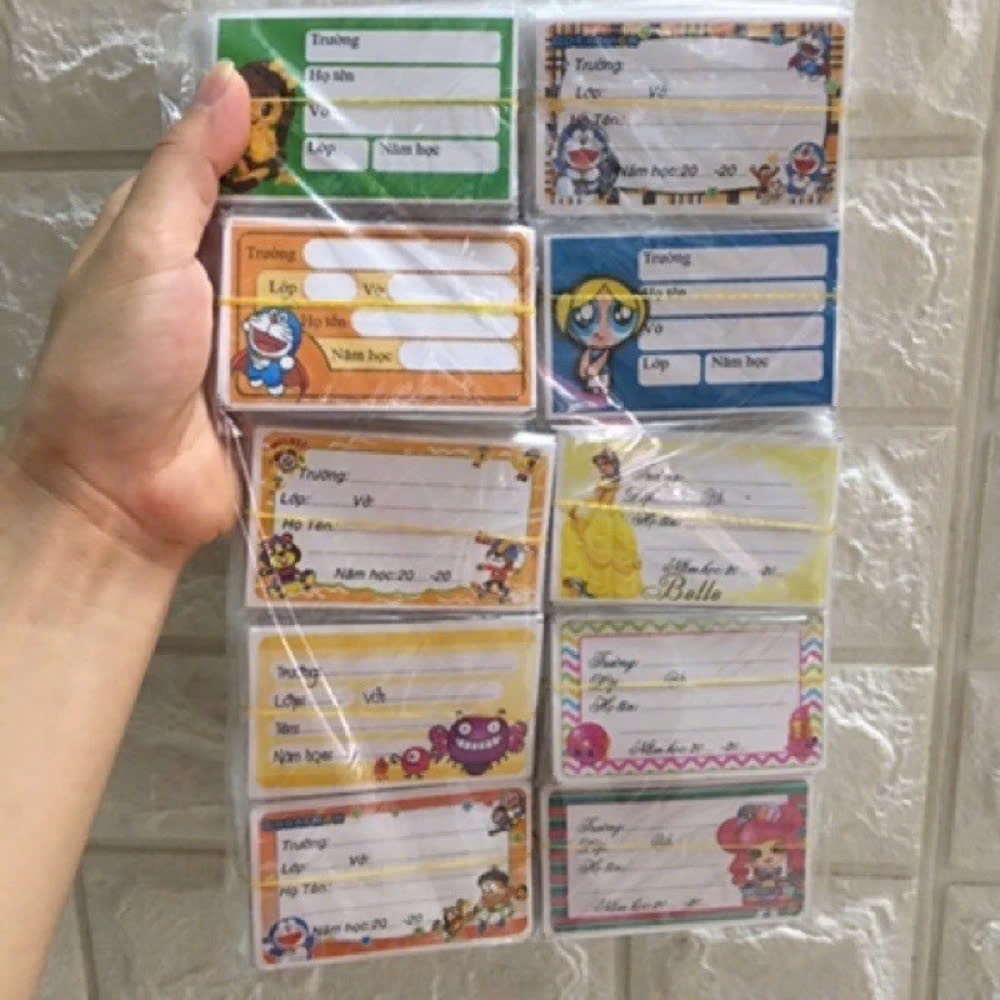 Set 50 Nhãn Vở Có Decan Dán Sẵn Cho Bé Trai Bé Gái Dùng Cho Lớp 1-12.