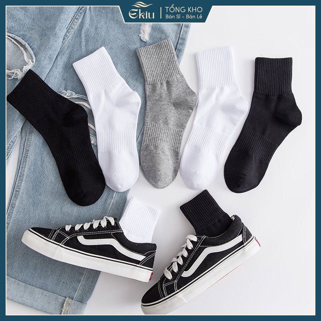 Tất nam nữ chất liệu vải Hàn Quốc co giãn bốn chiều, vớ nam nữ phong cách Vintage đơn giản  - Ekiu Shop